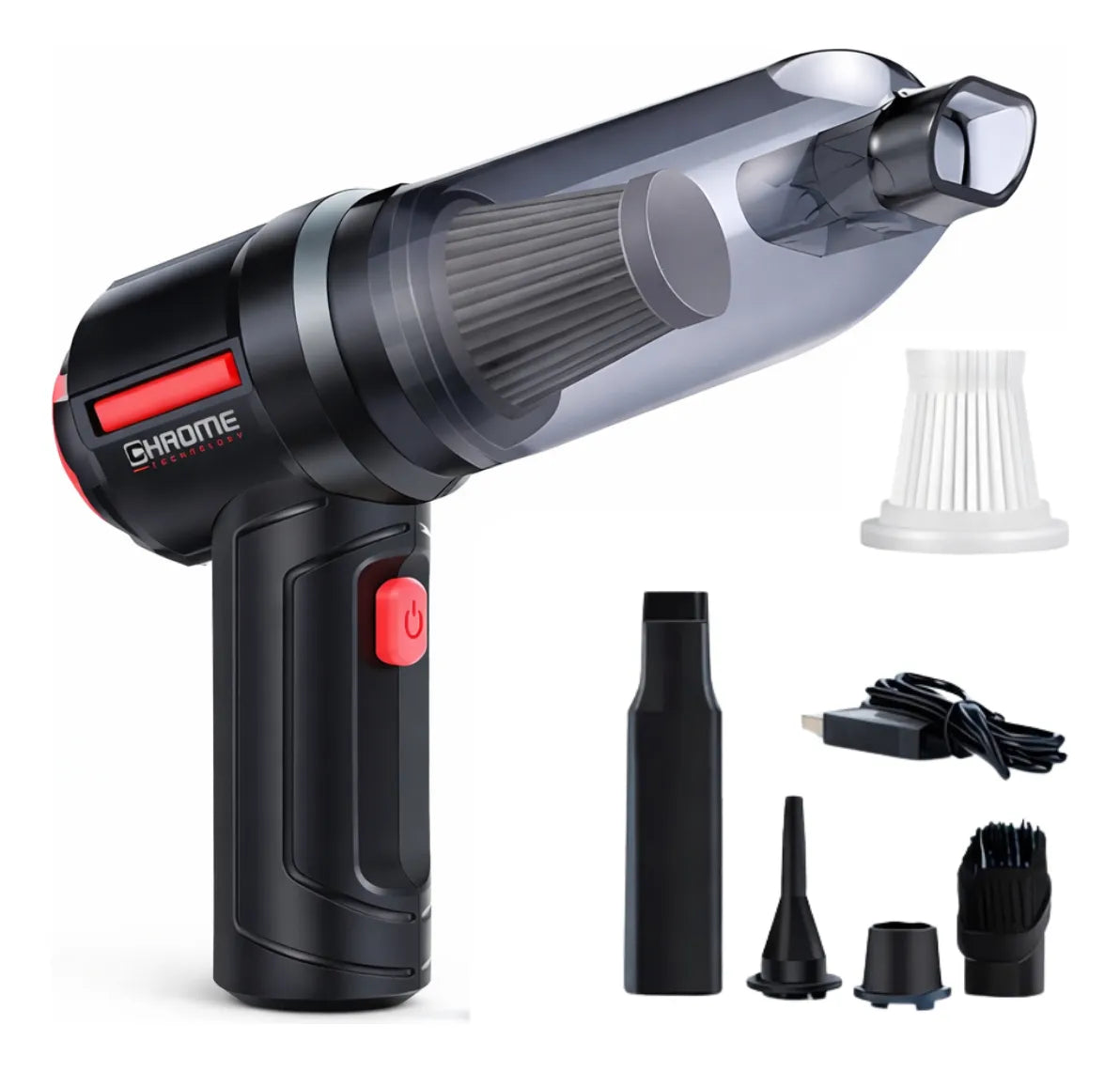 Aspirador Portátil Turbo 2 em 1 – Potente e Compacto